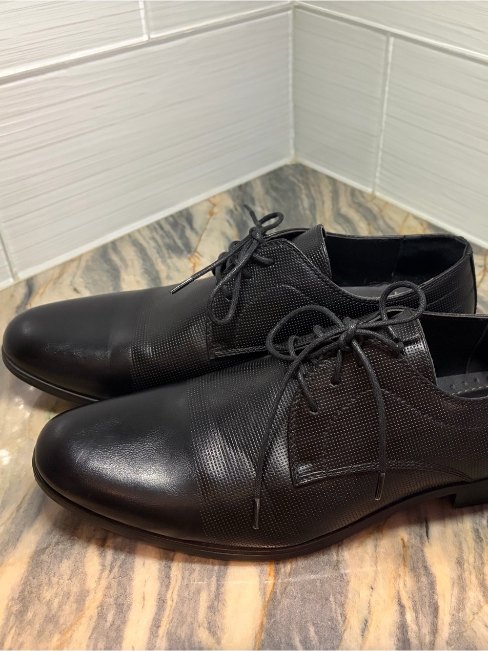 Perry Ellis Jess Portfolio Ultra Foam Oxford Black Dress Shoes Size 9.5 EUC